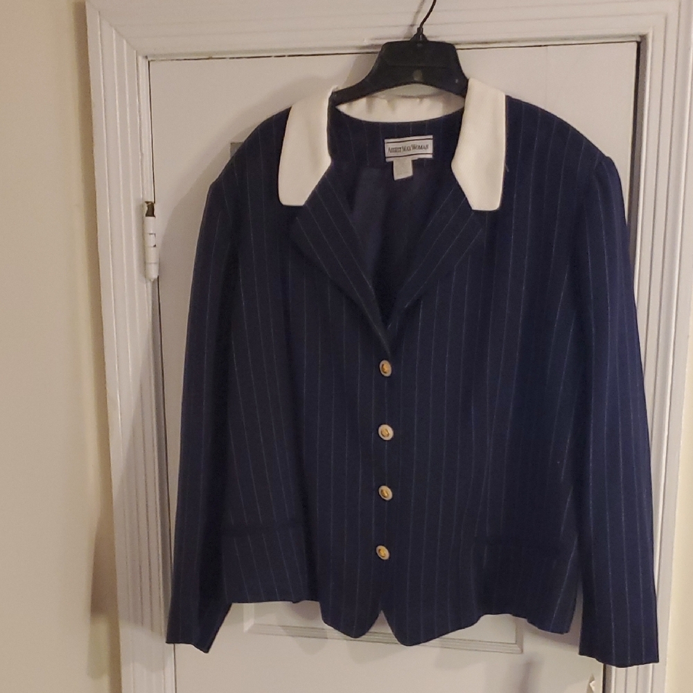 Austin Reed Blue and White Blazer Nautical-Inspired